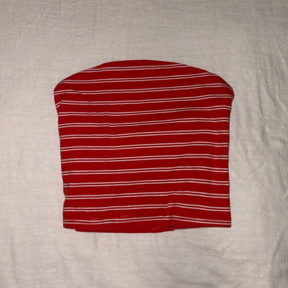 Vibrant Red Striped Tube Top